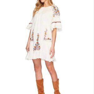 Free People Cream Pavlo Embroidered Mini Dress
